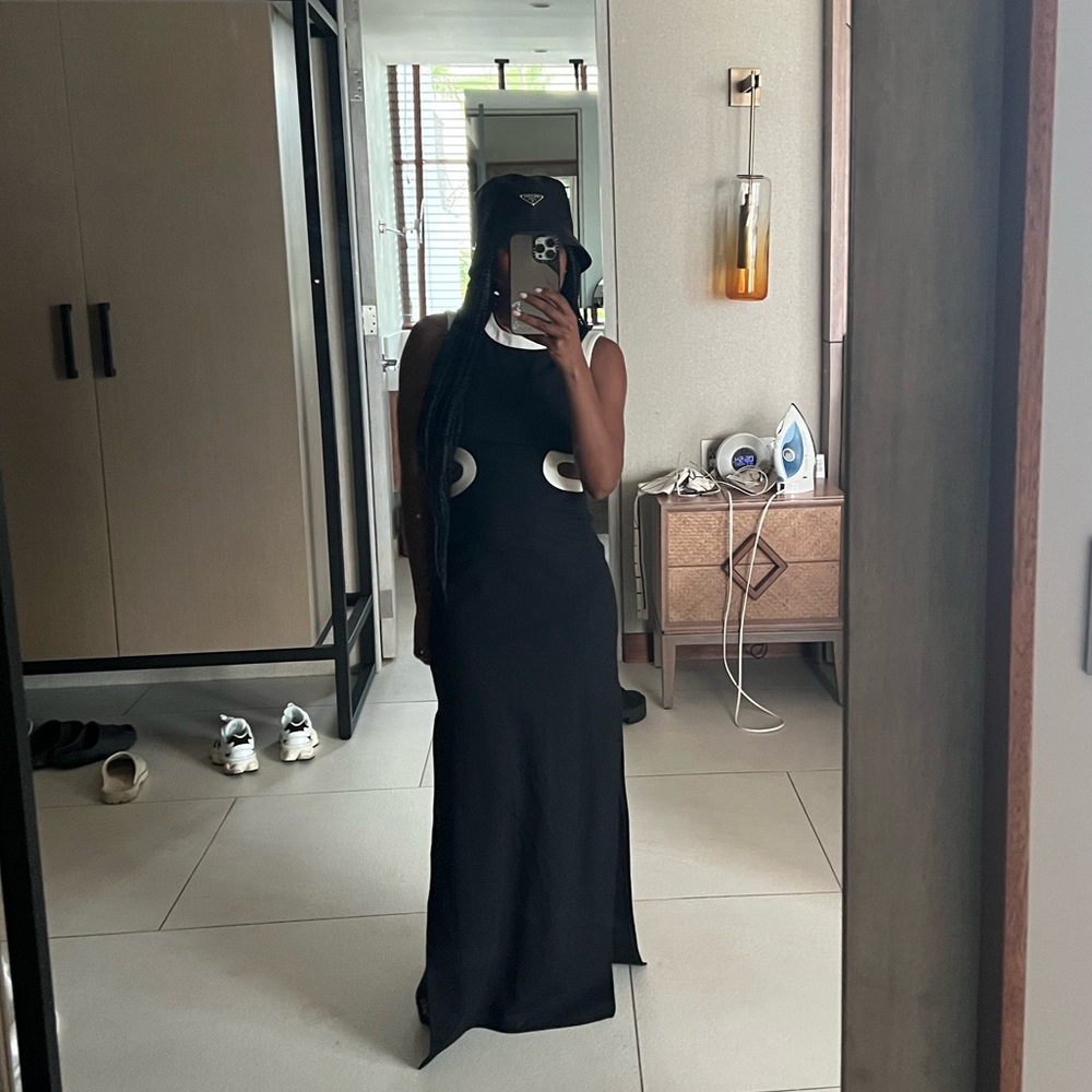 STAUD black and white cutout maxi dress in size XS